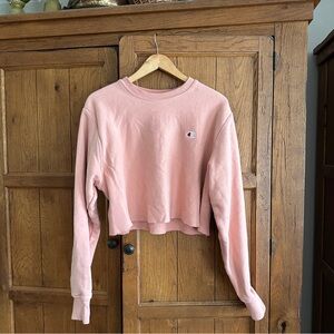 Champion Women's Light Pink Cropped Hoodie